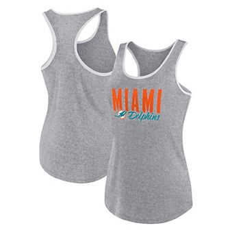 Women's Fanatics Heather Gray Miami Dolphins Plus Size Fuel Tank Top