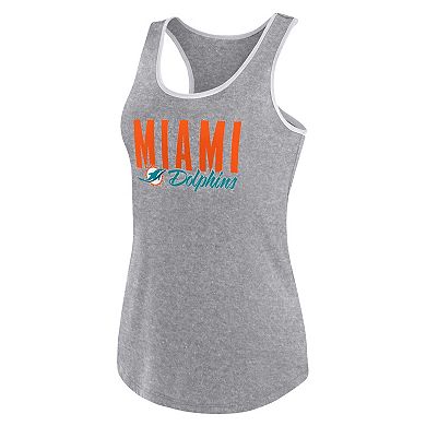Women's Fanatics Heather Gray Miami Dolphins Plus Size Fuel Tank Top