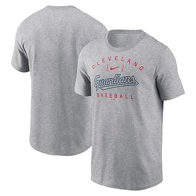 Men's Nike Heather Gray Cleveland Guardians Home Team Athletic Arch T-Shirt