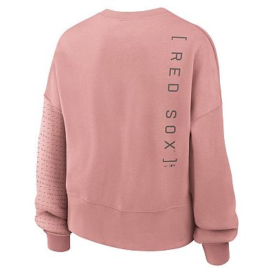 Women's Nike Pink Boston Red Sox Statement Oversized Long Sleeve Cropped Sweatshirt