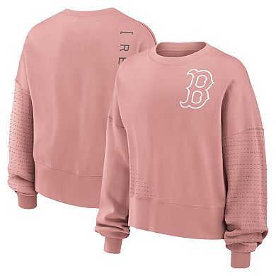 Women's Nike Pink Boston Red Sox Statement Oversized Long Sleeve Cropped Sweatshirt