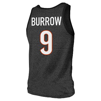 Men's Majestic Threads Joe Burrow Black Cincinnati Bengals Tri-Blend Player Name & Number Tank Top