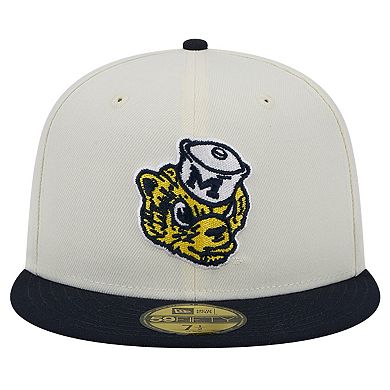 Men's New Era Michigan Wolverines Chrome White Vintage 59FIFTY Fitted Hat