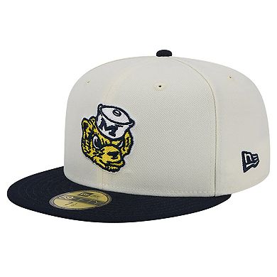 Men's New Era Michigan Wolverines Chrome White Vintage 59FIFTY Fitted Hat