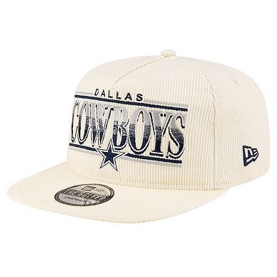 Men's New Era Cream Dallas Cowboys Throwback Corduroy Golfer Snapback Hat