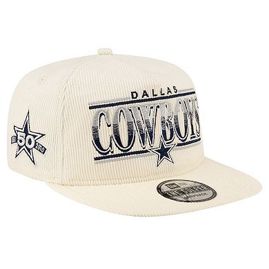 Men's New Era Cream Dallas Cowboys Throwback Corduroy Golfer Snapback Hat