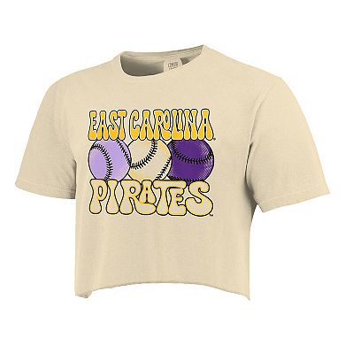 Women's Natural ECU Pirates Comfort Colors Baseball Cropped T-Shirt