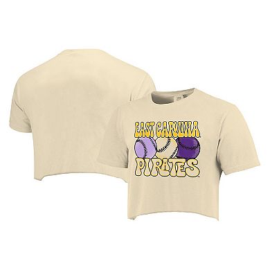 Women's Natural ECU Pirates Comfort Colors Baseball Cropped T-Shirt
