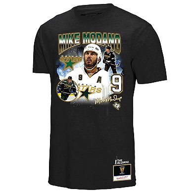 Men's Mitchell & Ness Mike Modano Black Dallas Stars Name & Number Legendary Collage T-Shirt