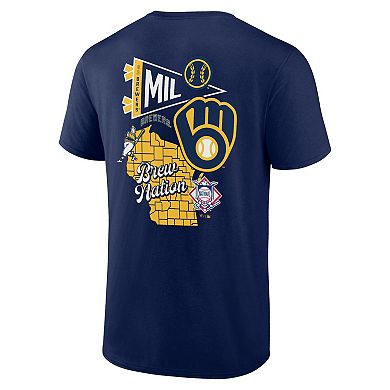 Men's Fanatics Branded Navy Milwaukee Brewers Split Zone T-Shirt