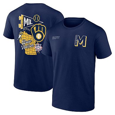 Men's Fanatics Branded Navy Milwaukee Brewers Split Zone T-Shirt