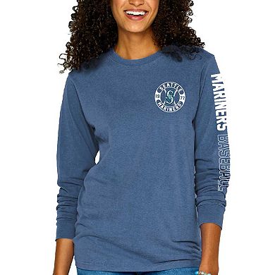Women's Soft as a Grape Blue Seattle Mariners Pigment-Dyed Long Sleeve T-Shirt
