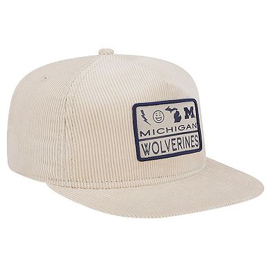 Men's New Era Cream Michigan Wolverines Corduroy Golfer Snapback Hat