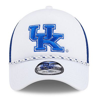Men's New Era White/Royal Kentucky Wildcats Court Sport Foam A-Frame 9FORTY Adjustable Trucker Hat