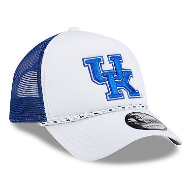 Men's New Era White/Royal Kentucky Wildcats Court Sport Foam A-Frame 9FORTY Adjustable Trucker Hat