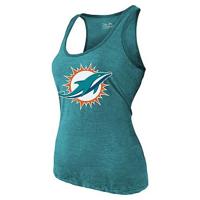 Women's Majestic Threads Tyreek Hill Aqua Miami Dolphins Name & Number Tri-Blend Tank Top
