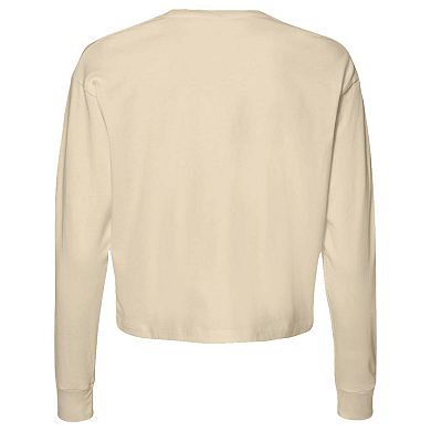 Women's Natural Wisconsin Badgers Comfort Colors Basketball Cropped Long Sleeve T-Shirt