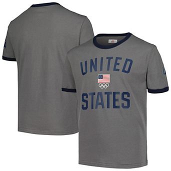 Youth Gray Team USA Single Arc Ringer T-Shirt