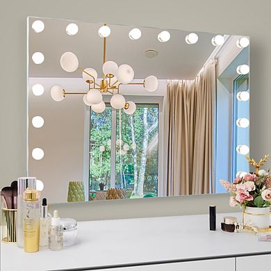 Vanitii 18 Led Bulbs Hollywood Mirror With Lights Wall Mount White