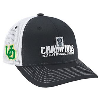 Men's Zephyr Black Oregon Ducks 2024 Pac-12 Men's Basketball Conference Tournament Champions Locker Room Adjustable Trucker Hat