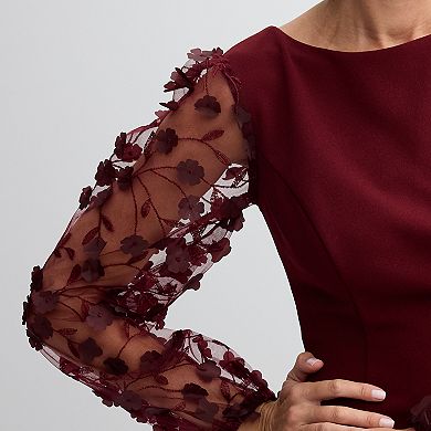 Women's Connected Apparel Scuba Crepe 3D Sleeve Sheath Dress