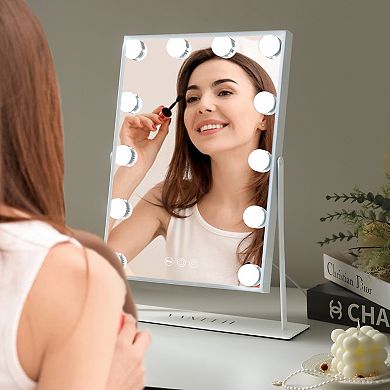 9-led Bulbs Hollywood  Mirror With Ligths Bluetooth Speakers Wireless Charge White