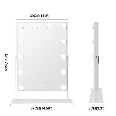 VANITII 12-led Bulbs Hollywood Mirror With Lights 11.81''x16.14''White