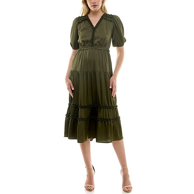 Women's Nanette Lepore Short Sleeve Satin Midi Dress