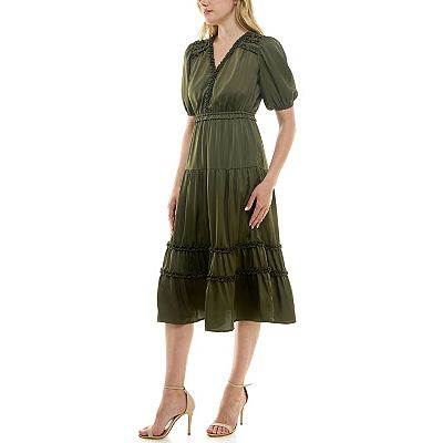 Women's Nanette Lepore Short Sleeve Satin Midi Dress