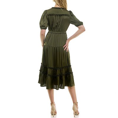 ワンピース Nanette Lepore silk dress Women's Nanette Lepore Short Sleeve Satin Midi Dress