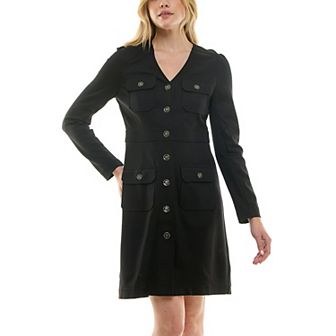 Women's Nanette Lepore Long Sleeve Utility Ponte Shirtdress