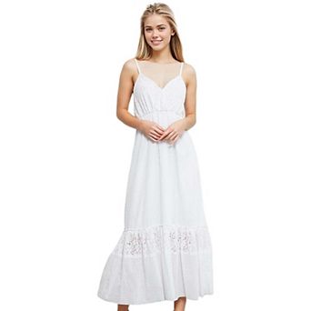 Women's Sweetheart Neckline Clip Dot Lace Maxi Dress