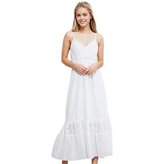 Women's Sweetheart Neckline Clip Dot Lace Maxi Dress