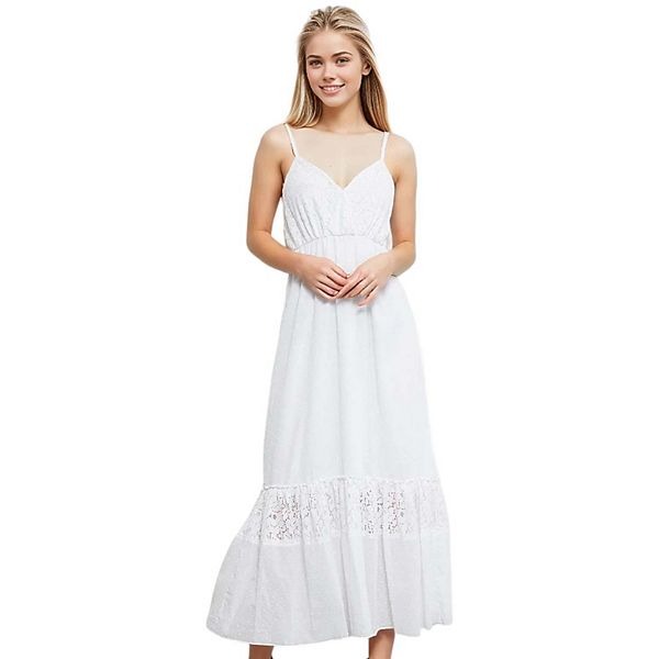 Devine Slit Lace Detail Sweetheart Neck Long Sleeve Maxi Dress main image 1