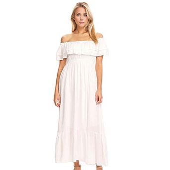 Women's Grecian Ruffle Stretch Maxi Long Dress