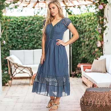 Women's Renaissance Boho Lace Maxi Dress