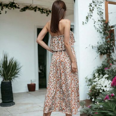 Women's Tube Layered Floral Print Dress