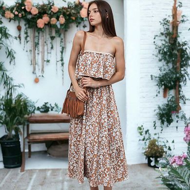 Women's Tube Layered Floral Print Dress