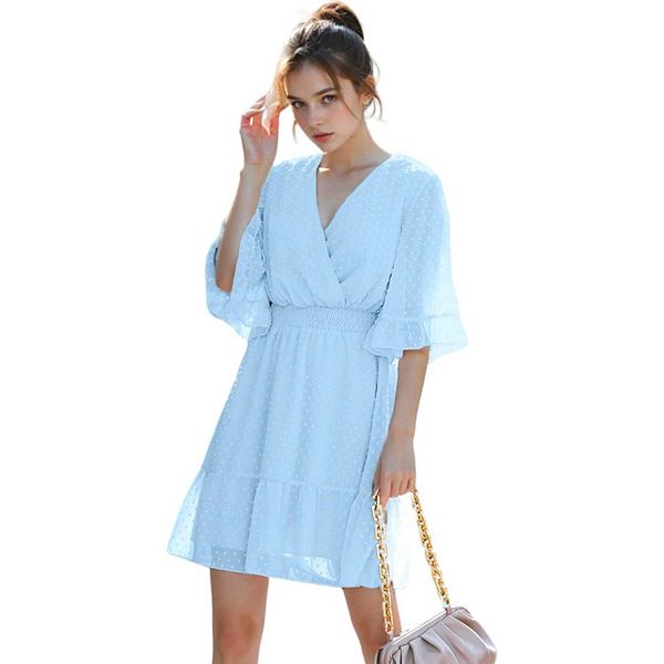 DUNDROP ♥ DD Floral v-neck bell sleeve dress /追跡付 6993057_Blue?wid=600&hei=600&