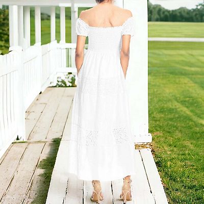 Women's Off Shoulder Lace Maxi Dress