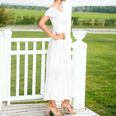 Women's Off Shoulder Lace Maxi Dress