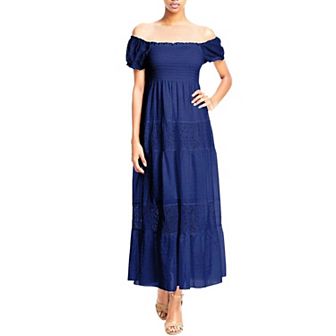 Women's Off Shoulder Lace Maxi Dress