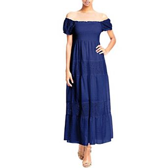 Women's Off Shoulder Lace Maxi Dress