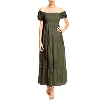 Women's Off Shoulder Lace Maxi Dress