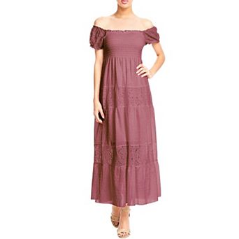 Women's Off Shoulder Lace Maxi Dress