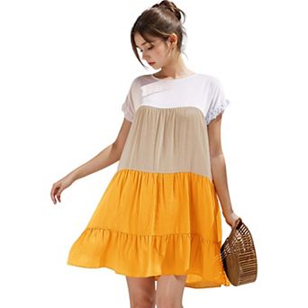 Women's Colored With Ruffles Dress