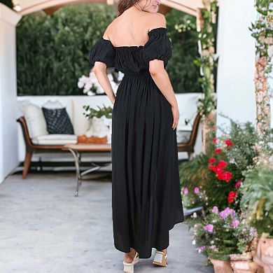 Women's Summer Fall Renaissance Dresses Casual Boho Lantern Sleeve Off Shoulder Fairy Long Dress