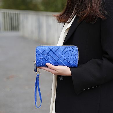 MKF Collection Honey Genuine Quilted Flower-embossed Women’s Wristlet Wallet by Mia K