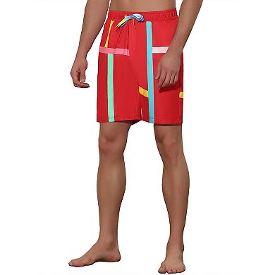 Men's 2 Pieces Summer Colorful Drawstring Elastic Waist Beach Board Shorts 2 Pack