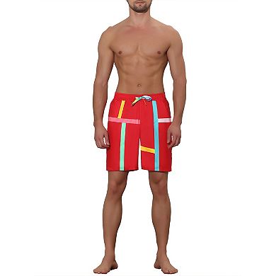 Men's 2 Pieces Summer Colorful Drawstring Elastic Waist Beach Board Shorts 2 Pack